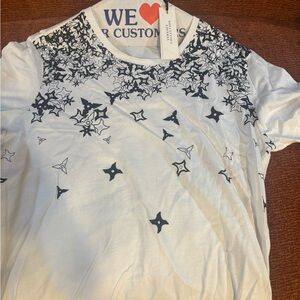 Versace Collection White and Black Star Pattern Tee